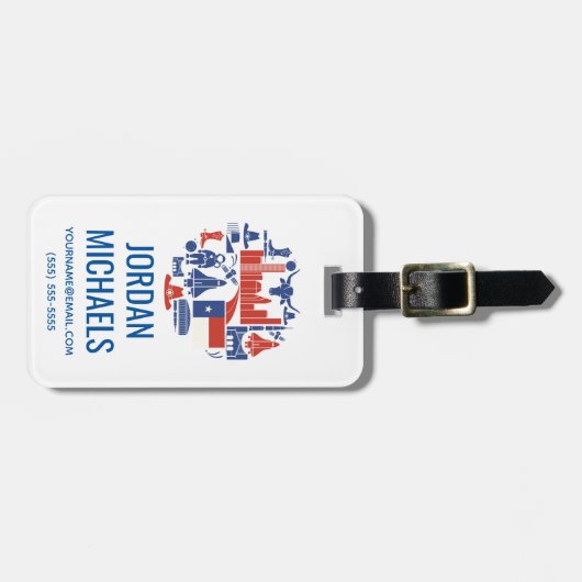 ヒューストンテキサス州アイコン ラゲッジタグ (正面横)