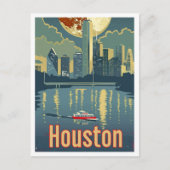 ヒューストンテキサス州アートヴィンテージトラベルイラストレーション ポストカード (正面)