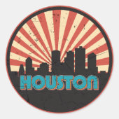 ヒューストンテキサス州シティ州スカイラインヴィンテージレトロ ラウンドシール (正面)