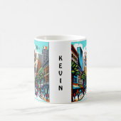 ヒューストンテキサス州ダウンタウンシティビュー抽象芸術アート コーヒーマグカップ (中央)