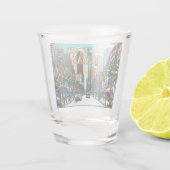 ヒューストンテキサス州ダウンタウンシティビュー抽象芸術アート ショットグラス (裏面)