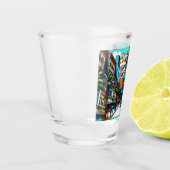 ヒューストンテキサス州ダウンタウンシティビュー抽象芸術アート ショットグラス (左)