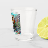 ヒューストンテキサス州ダウンタウンシティビュー抽象芸術アート ショットグラス (右)