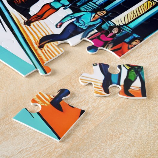 ヒューストンテキサス州ダウンタウンシティビュー抽象芸術アート ジグソーパズル (側面)