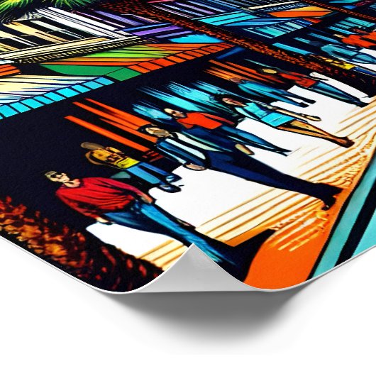 ヒューストンテキサス州ダウンタウンシティビュー抽象芸術アート ポスター (角)