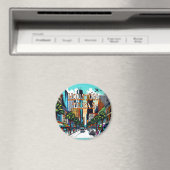 ヒューストンテキサス州ダウンタウンシティビュー抽象芸術アート マグネット (インサイチュ (食洗機))