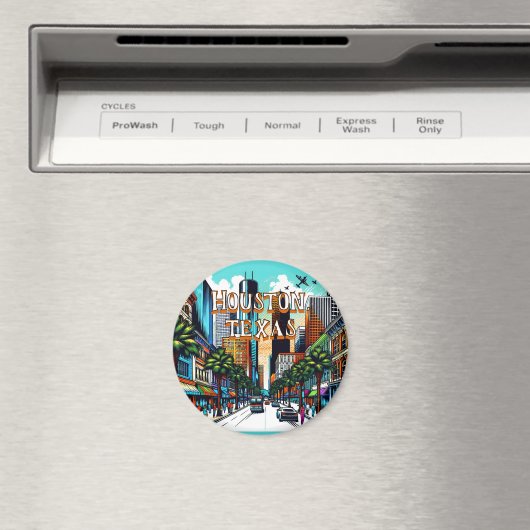 ヒューストンテキサス州ダウンタウンシティビュー抽象芸術アート マグネット (インサイチュ (食洗機))