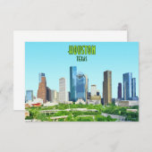 ヒューストンテキサス州ダウンタウンヴィンテージフラットカード (正面/裏面)