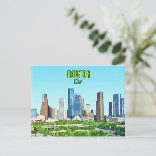 ヒューストンテキサス州ダウンタウンヴィンテージ ポストカード (スタンド正面)