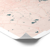 ヒューストンテキサス州ピンク&ブルーかわいいスクリプト通りマップ ポスター (角)