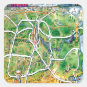 ヒューストンテキサス州マンガの地図 スクエアシール (正面)