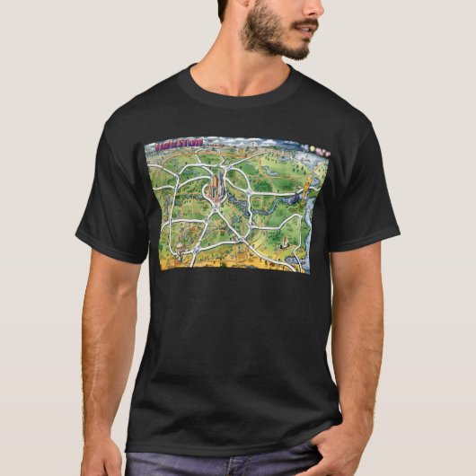 ヒューストンテキサス州マンガの地図 Tシャツ (正面)