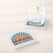ヒューストンテキサス州ヴィンテージサンセットレトロ旅行 ガラスコースター (アングル)