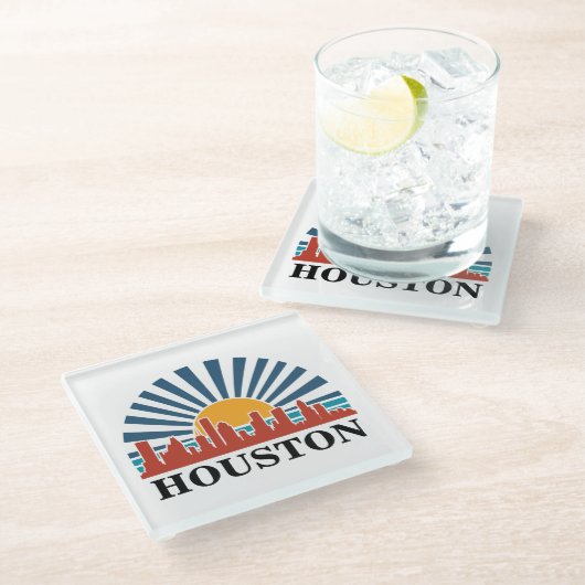 ヒューストンテキサス州ヴィンテージサンセットレトロ旅行 ガラスコースター