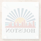 ヒューストンテキサス州ヴィンテージサンセットレトロ旅行 ガラスコースター (裏面)