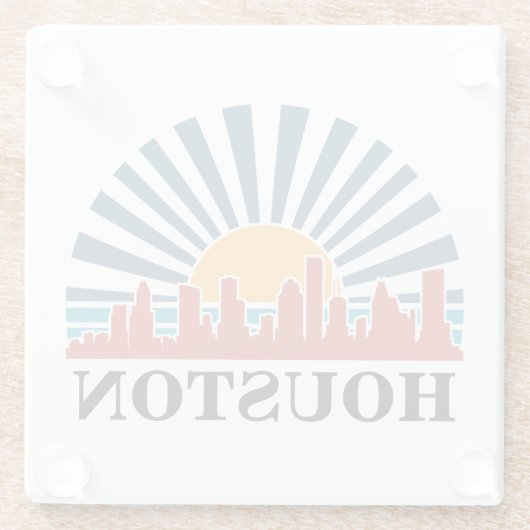 ヒューストンテキサス州ヴィンテージサンセットレトロ旅行 ガラスコースター (裏面)
