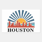 ヒューストンテキサス州ヴィンテージサンセットレトロ旅行 長方形シール (正面)