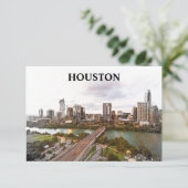 ヒューストンテキサス州ヴィンテージトラベルシティウォーターカラー カード (スタンド正面)