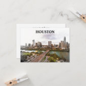 ヒューストンテキサス州ヴィンテージトラベルシティウォーターカラー カード (正面/裏面インサイチュ)