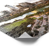 ヒューストンテキサス州ヴィンテージトラベルシティウォーターカラー ポスター (角)