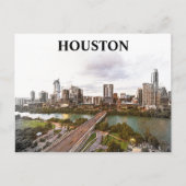 ヒューストンテキサス州ヴィンテージトラベルシティウォーターカラー ポストカード (正面)