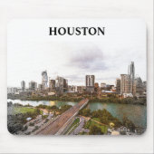 ヒューストンテキサス州ヴィンテージトラベルシティウォーターカラー マウスパッド (正面)