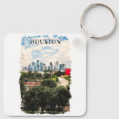 ヒューストンテキサス州ヴィンテージレトロ旅行水の色 キーホルダー (裏面)