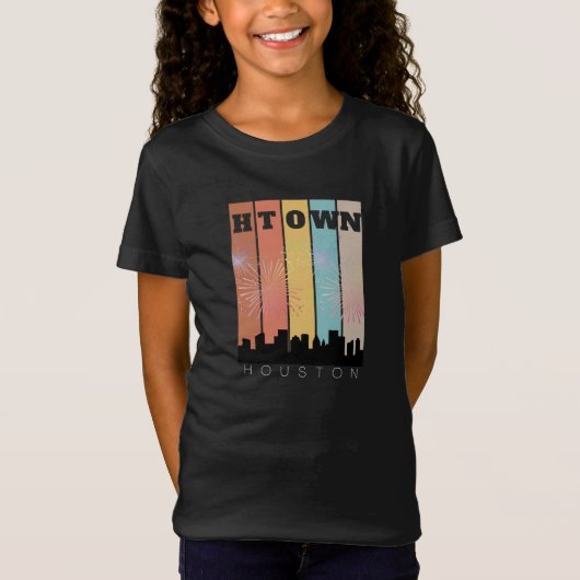 ヒューストンテキサス州宇宙シティ黒tシャツ tシャツ (正面)