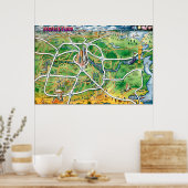 ヒューストンテキサス州漫画地図のポスター ポスター (キッチン)