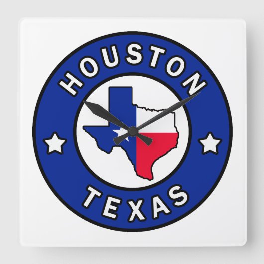 ヒューストンテキサス州 スクエア壁時計 (正面)
