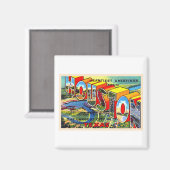 ヒューストンテキサス州TXヴィンテージ大文字はがき マグネット (正面/裏面)