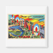 ヒューストンテキサス州TXヴィンテージ大文字はがき マグネット (正面)