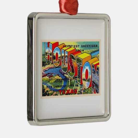 ヒューストンテキサス州TXヴィンテージ大文字葉書 メタルオーナメント (右)