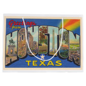 ヒューストンテキサス州TXヴィンテージ大文字葉書 ラージペーパーバッグ (裏面)