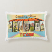ヒューストンテキサス州TX古いヴィンテージ旅行記念品 アクセントクッション (正面)