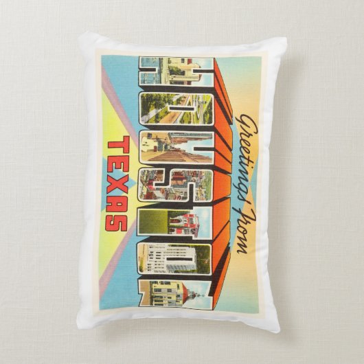 ヒューストンテキサス州TX古いヴィンテージ旅行記念品 アクセントクッション (裏面(縦))