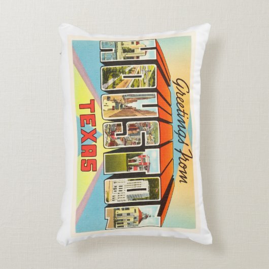 ヒューストンテキサス州TX古いヴィンテージ旅行記念品 アクセントクッション (正面(垂直))