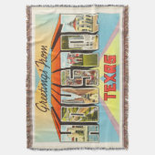 ヒューストンテキサス州TX古いヴィンテージ旅行記念品 スローブランケット (正面縦)