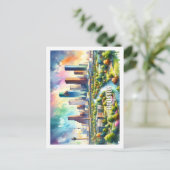 ヒューストンテキサス州USA有名な場所の水色 ポストカード (スタンド正面)