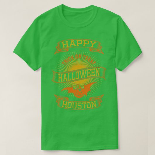 ヒューストンハッピーハローウィンヴィンテージスタイル Tシャツ (デザイン正面)