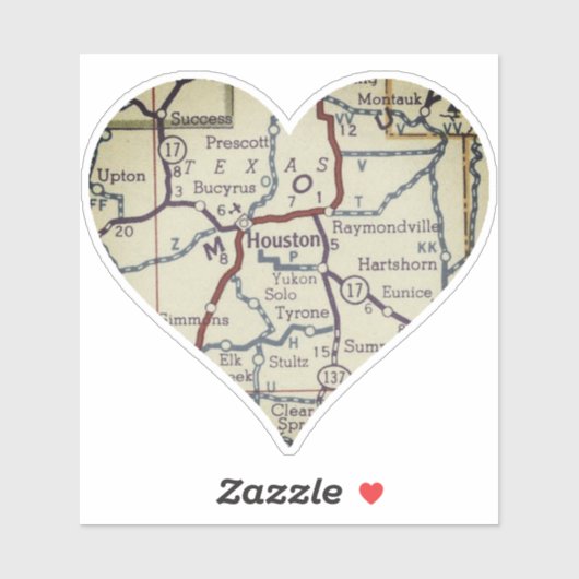 ヒューストンミズーリヴィンテージの地図 シール (シート)