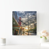 ヒューストンモダンハイツテキサス州19th通りサンライズ スクエア壁時計 (ホーム)