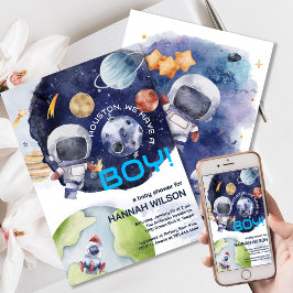 ヒューストン宇宙飛行士We have a Boy Baby Shower 招待状