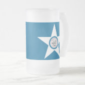 ヒューストン市旗テキサス州すりガラス製ビール フロストグラスビールジョッキ (正面右)