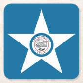 ヒューストン市旗テキサス州スクエア紙コート スクエアペーパーコースター (正面)