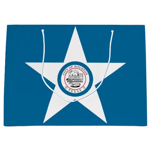 ヒューストン市旗テキサス州大抱き枕 ラージペーパーバッグ (正面)