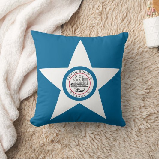 ヒューストン市旗テキサス州装飾用クッション クッション (ブランケット)