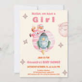 ヒューストン我々は女の子の宇宙ベビーシャワーを持っている 招待状 (正面)