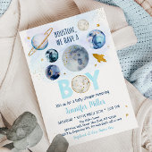 ヒューストン我々は男の子の宇宙の赤ちゃんシャワーを持っている 招待状