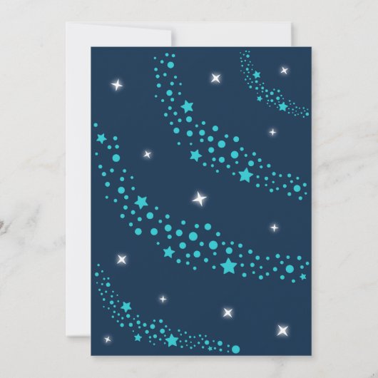 ヒューストン我々は男の子の宇宙の赤ちゃんシャワーを持っている 招待状 (裏面)